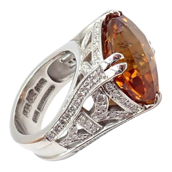 Kieselstein Cord Platinum 2.5ct Diamond Golden Citrine Cockatil Ring 1999 sz 6.5 - Picture 7 of 15